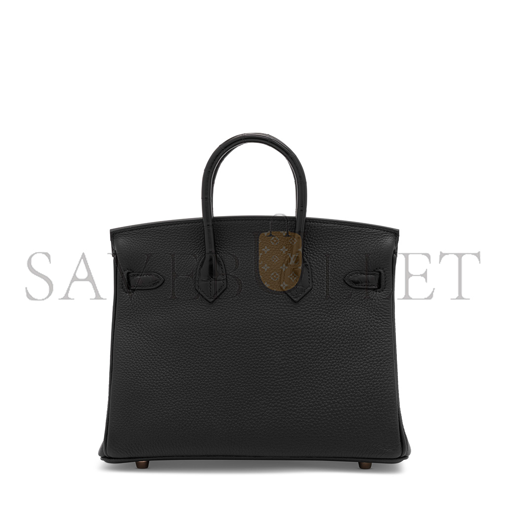 H**mes master birkin 30 matte crocodile and togo leather black bag gold buckle h076235ck29 (30*22*16cm)
